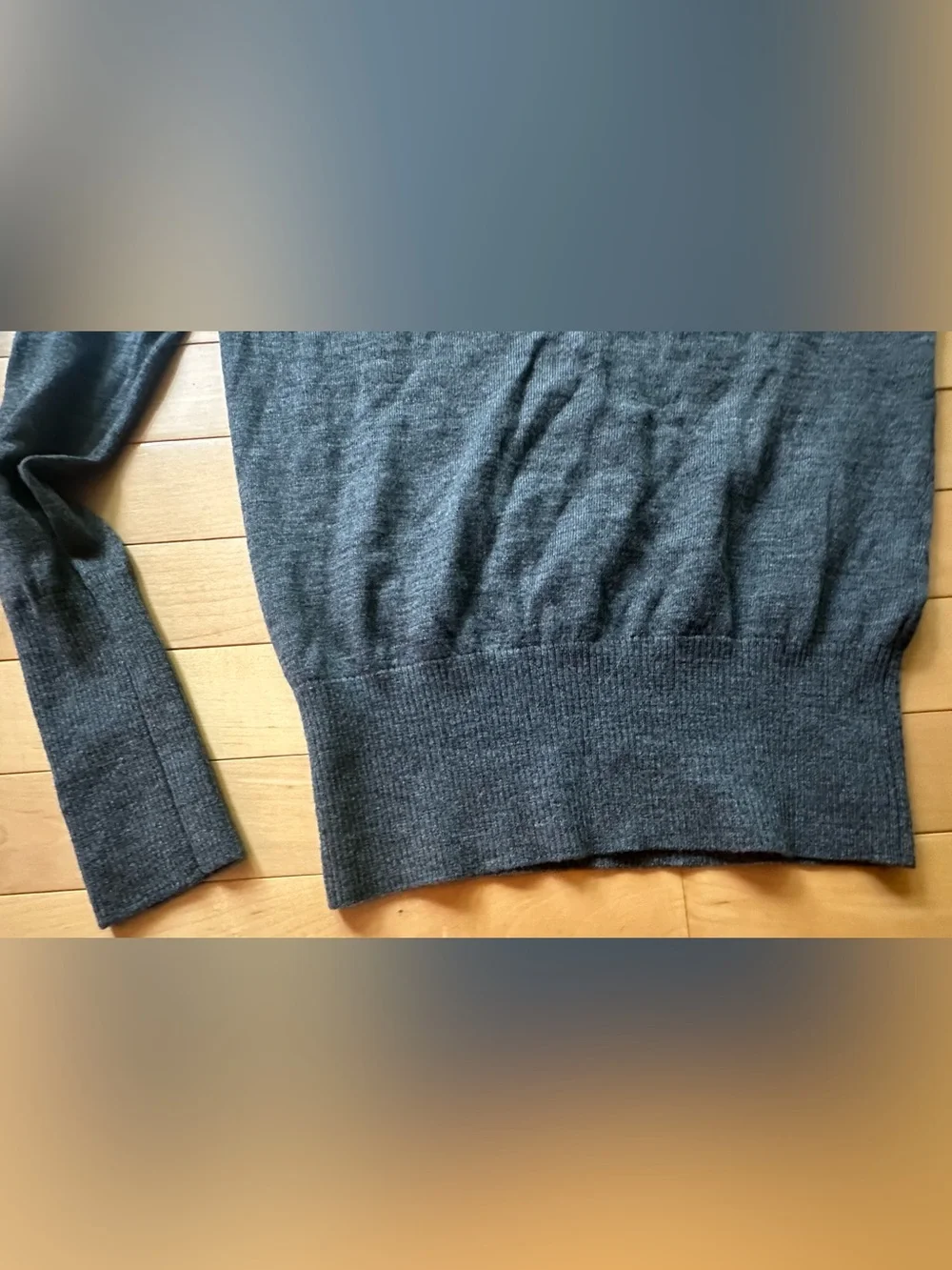 BCBGMaxAzria • 100% merino wool • v-neck sweater • charcoal gray • small